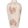 Clayre & Eef 6CE1963L Jarrón Beige Rosa Ø24x40 cm Cerámica Estilo Campestre