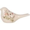 Clayre & Eef 6CE1953L Pájaro Decorativo Beige Acentos Florales 25x10x13 cm