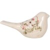 Clayre & Eef 6CE1953L Pájaro Decorativo Beige Acentos Florales 25x10x13 cm