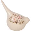 Clayre & Eef 6CE1954L Decoración Pájaro Beige Rosa Flores 17x11x18 cm