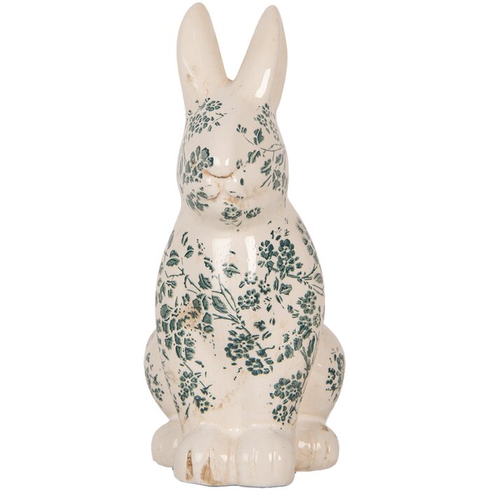 Clayre & Eef 6CE1955L Conejo Decorativo Cerámica Beige Verde 16x12x28 cm
