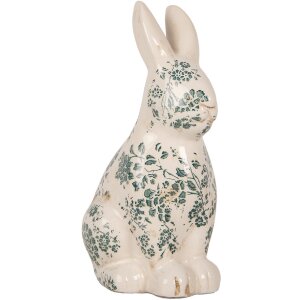 Clayre & Eef 6CE1955L Conejo Decorativo Cerámica Beige Verde 16x12x28 cm