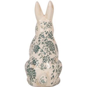Clayre & Eef 6CE1955L Conejo Decorativo Cerámica Beige Verde 16x12x28 cm