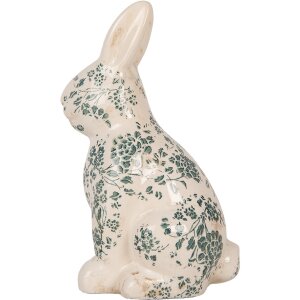 Clayre & Eef 6CE1955L Conejo Decorativo Cerámica Beige Verde 16x12x28 cm