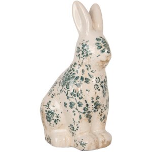Clayre & Eef 6CE1955M Conejo Decorativo Beige Verde Motivo Floral 13x10x21 cm