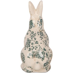 Clayre & Eef 6CE1955M Conejo Decorativo Beige Verde Motivo Floral 13x10x21 cm