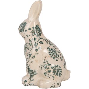 Clayre & Eef 6CE1955M Conejo Decorativo Beige Verde Motivo Floral 13x10x21 cm