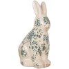 Clayre & Eef 6CE1955M Conejo Decorativo Beige Verde Motivo Floral 13x10x21 cm