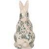 Clayre & Eef 6CE1955M Conejo Decorativo Beige Verde Motivo Floral 13x10x21 cm