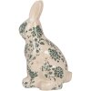 Clayre & Eef 6CE1955M Conejo Decorativo Beige Verde Motivo Floral 13x10x21 cm