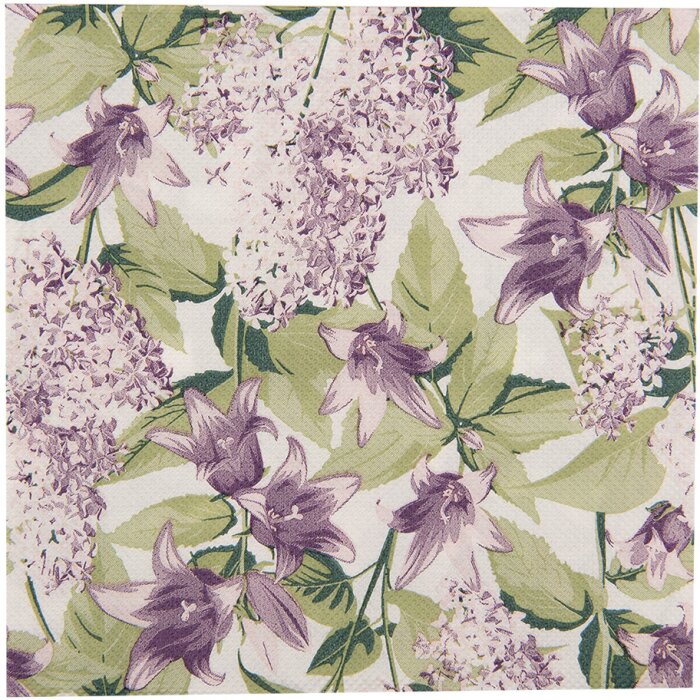 Clayre & Eef 73073 Servilletas de Papel 33x33 cm Blanco Violeta Motivo Floral (20)