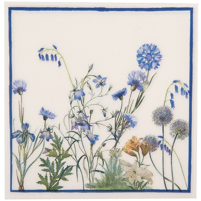 Clayre & Eef 73075 Servilletas de Papel Blanco Azul 33x33 cm 20 piezas