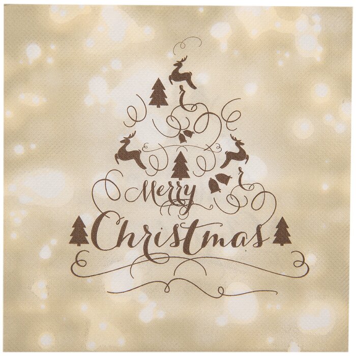 Clayre & Eef 73084 Servilletas de Papel Beige Feliz Navidad 33x33 cm 20 piezas