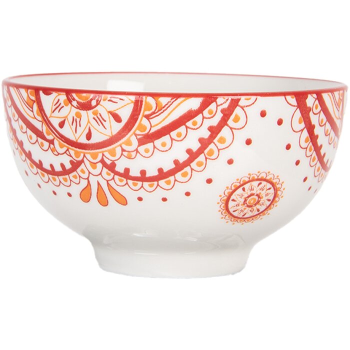 Clayre & Eef 6CEBO0073 Bol Cerámica Blanco Rojo Ø 9x5 cm 125 ml