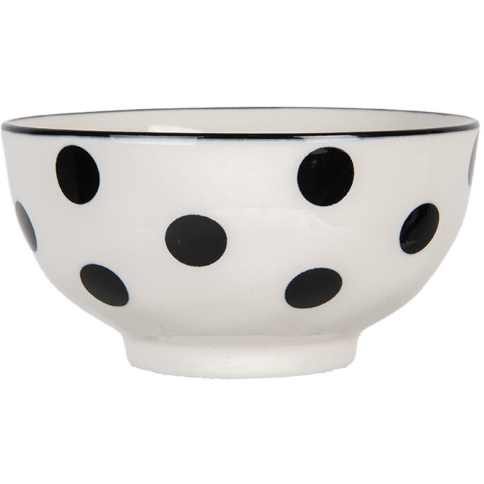Clayre & Eef 6CEBO0195 Bol Cerámica Blanco Negro Ø 11x6 cm 125 ml