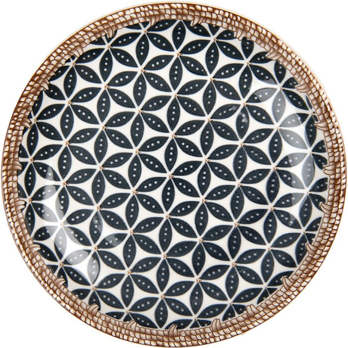 Clayre & Eef 6CEDP0168 Plato Ø 21 cm cerámica diseño boho blanco-negro