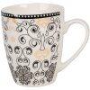 Clayre & Eef 6CEMU0165 Taza Blanco Negro Estampado 300 ml Cerámica Bohemia