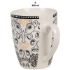 Clayre & Eef 6CEMU0165 Taza Blanco Negro Estampado 300 ml Cerámica Bohemia