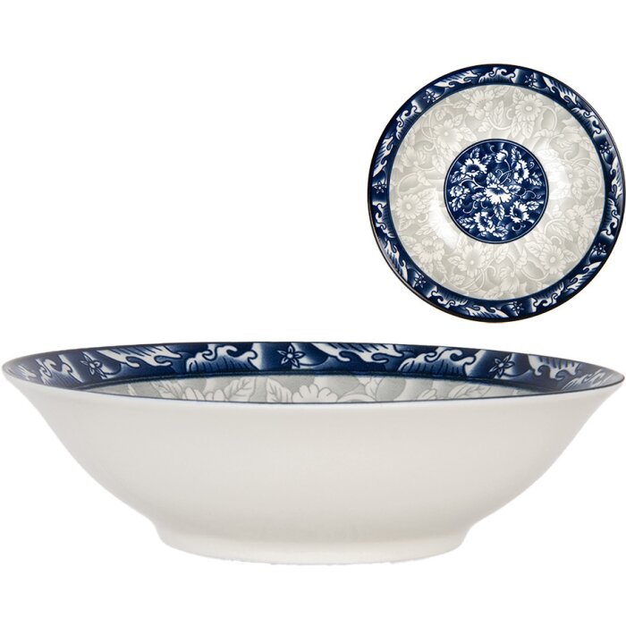 Clayre & Eef 6CEPS0001 Bol Cerámica Blanco Azul Ø 21 cm 600 ml