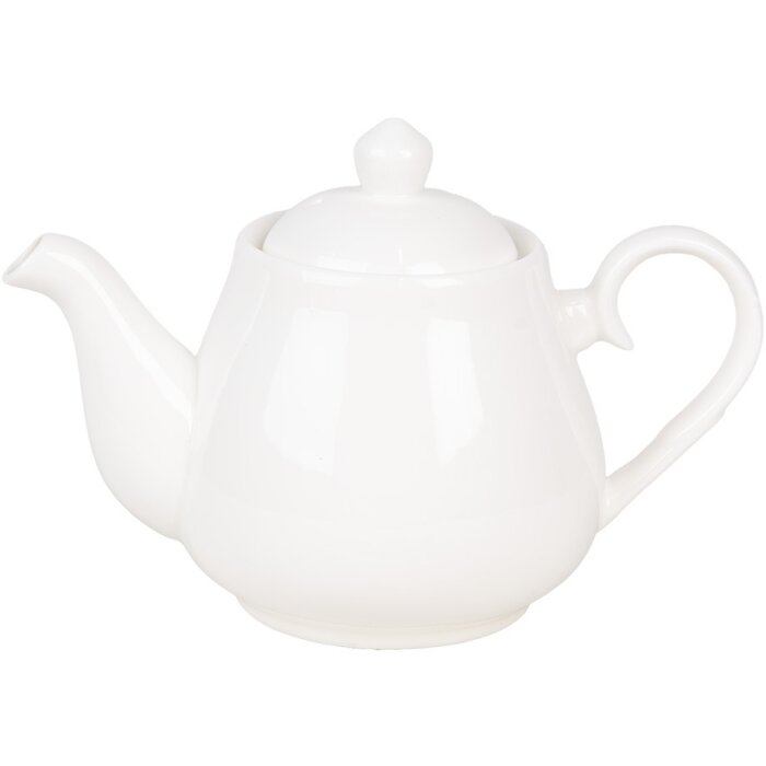 Clayre & Eef 6CETE0144 Tetera Cerámica Blanca 800 ml 22x13x15 cm
