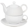 Clayre & Eef 6CETEFO0001 Juego de Té para Uno Cerámica Blanca Estilo Campestre 350ml 250ml
