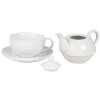 Clayre & Eef 6CETEFO0001 Juego de Té para Uno Cerámica Blanca Estilo Campestre 350ml 250ml