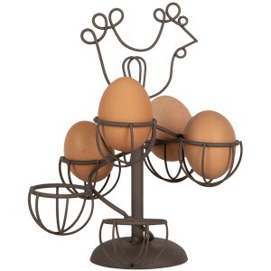 Clayre & Eef 6Y5701 Portahuevos Hierro Marrón Estilo Campestre Ø 17x23 cm