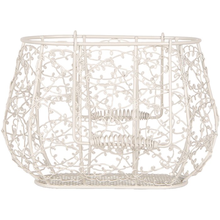 Clayre & Eef 6Y5711 Cesta Hierro Blanco 24x14x16/28 cm Estilo rústico