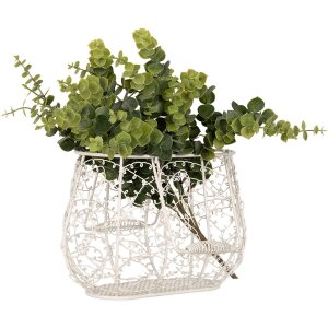 Clayre & Eef 6Y5711 Cesta Hierro Blanco 24x14x16/28 cm Estilo rústico