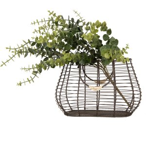 Clayre & Eef 6Y5712 Cesta Hierro Marrón 25x16x17/28 cm