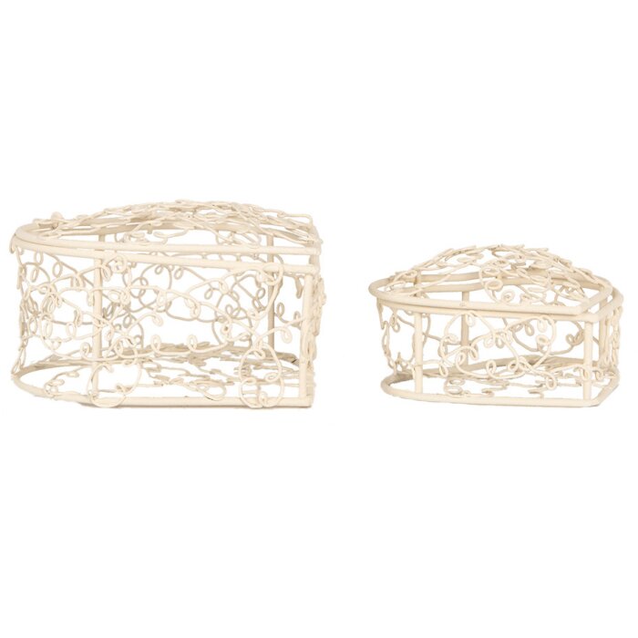 Clayre & Eef 6Y5713 Cestas Blanco Juego de 2 Country Style 10x10x6 8x8x5 cm