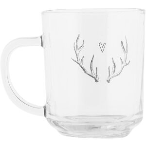 Clayre & Eef NWVGL0003 Vaso de té 200 ml transparente con motivo de asta de ciervo 11x8x9 cm