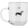 Clayre & Eef PWSGL0008 Vaso de té motivo perro salchicha corazón 200 ml estilo campestre