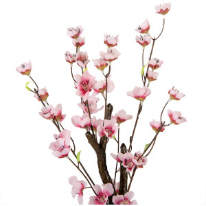 Clayre & Eef 6PL0373 Árbol Decorativo Cerezo en Flor Rosa Marrón 10x10x48 cm