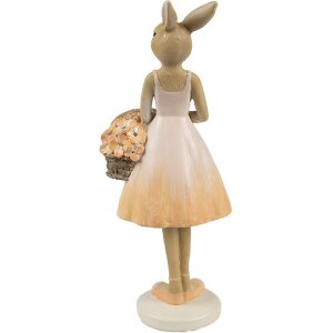 Clayre & Eef 6PR4419 Conejo Decorativo Beige Rosa 9x6x21 cm Poliresina