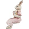 Clayre & Eef 6PR4394 Conejo Decorativo Beige Rosa 7x5x13 cm Poliresina Estilo Campestre