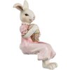 Clayre & Eef 6PR4394 Conejo Decorativo Beige Rosa 7x5x13 cm Poliresina Estilo Campestre