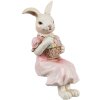 Clayre & Eef 6PR4394 Conejo Decorativo Beige Rosa 7x5x13 cm Poliresina Estilo Campestre