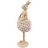 Clayre & Eef 6PR4418 Conejo Decorativo Beige Rosa 9x7x22 cm Poliresina Estilo Campestre