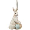Clayre & Eef 6PR4396 Colgante Conejo Beige Azul 6x3x9 cm Poliresina