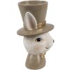 Clayre & Eef 6PR4401 Huevera Conejo Beige Marrón 7x7x12 cm Estilo campestre