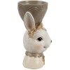 Clayre & Eef 6PR4402 Huevera Conejo Beige Marrón Estilo country 7x7x12 cm