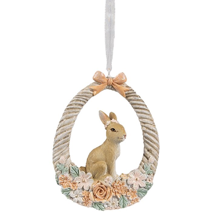 Clayre & Eef 6PR4403 Decoración Percha Conejo Beige Naranja 7x2x10 cm