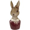 Clayre & Eef 6PR4415 Decoración Busto Conejo Beige Rojo 7x7x17 cm