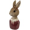 Clayre & Eef 6PR4415 Decoración Busto Conejo Beige Rojo 7x7x17 cm
