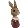 Clayre & Eef 6PR4415 Decoración Busto Conejo Beige Rojo 7x7x17 cm