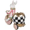 Clayre & Eef 6PR5193 Conejo Decorativo Rosa Blanco Estilo Campestre 20x11x19 cm
