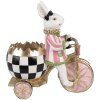 Clayre & Eef 6PR5193 Conejo Decorativo Rosa Blanco Estilo Campestre 20x11x19 cm