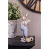 Clayre & Eef 6PR5249 Conejo Decorativo Beige Azul 6x6x17 cm Estilo Campestre