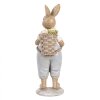 Clayre & Eef 6PR5249 Conejo Decorativo Beige Azul 6x6x17 cm Estilo Campestre